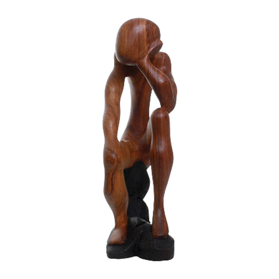 Thinker Statue On Stool - Brown 10-12"